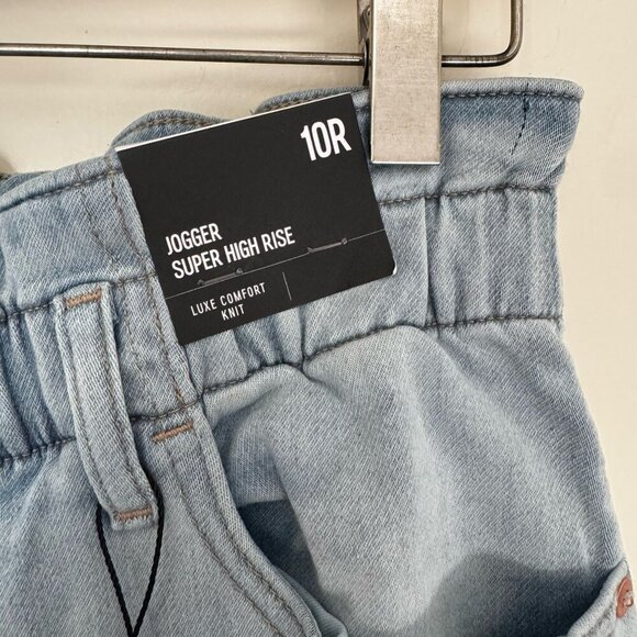 NWT Express Jogger Jeans Paper Bag Elastic Waist Pull On Denim Pants Womens 10R - Picture 3 of 7